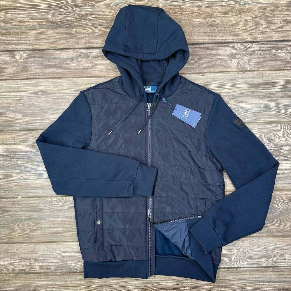 Polo Ralph Lauren Men's Hybrid Hooded Jacket Water Repellent Navy SMALL NEW $398